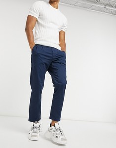 Темно-синие укороченные чиносы кроя слим Only & Sons-Темно-синий