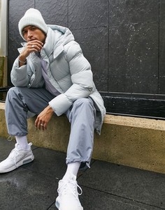 Серый удлиненный пуховик из экологичных материалов ASOS DESIGN