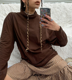 Oversized-топ шоколадного цвета с высоким воротником COLLUSION-Коричневый