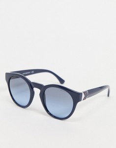 Синие круглые солнцезащитные очки Emporio Armani-Синий