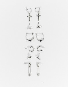 Серебристые серьги-кольца (9/12 мм) ASOS DESIGN-Серебряный