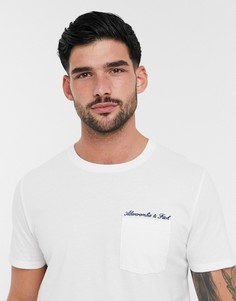 Белая футболка с вышитым логотипом Abercrombie & Fitch-Белый
