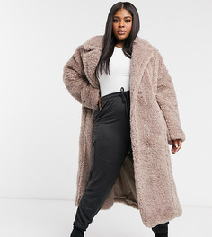 Розовато-лиловая шуба макси из искусственного меха ASOS DESIGN Curve-Фиолетовый цвет