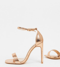 Розово-золотистые босоножки для широкой стопы на каблуке Glamorous-Золотистый