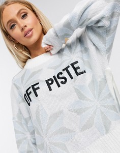 Голубой свитер с надписью "Off piste" Missguided