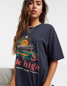 Черная пляжная футболка в стиле oversized New Girl Order-Черный цвет