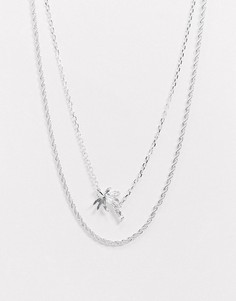 Ярусное ожерелье с подвеской в виде пальмы Chained & Able-Серебристый