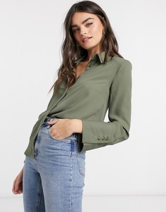 Свободная рубашка хаки ASOS DESIGN-Зеленый цвет