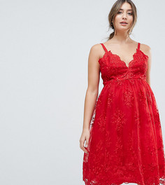 Кружевное платье миди Chi Chi London Maternity Premium-Красный