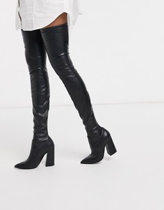 Черные ботфорты на каблуке Steve Madden-Черный цвет