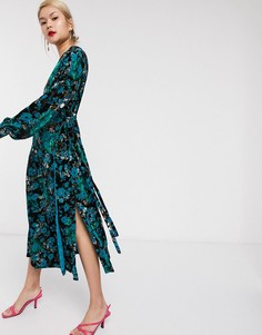 Черно-зеленое платье с запахом Palones-Многоцветный