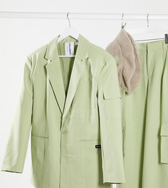 Пиджак в стиле oversized в тонкую полоску COLLUSION Unisex-Зеленый