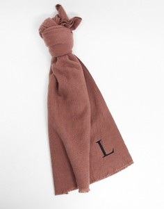 Розовый персонализированный шарф с инициалом "L" ASOS DESIGN-Розовый цвет