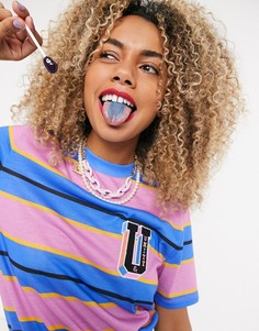 Синяя футболка в полоску в стиле унисекс с вышивкой "Unity" ASOS DESIGN x glaad-Мульти