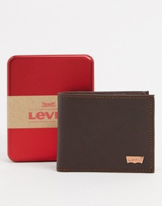 Коричневый бумажник с логотипом Levis