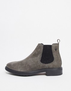 Темно-серые замшевые ботинки челси Base London-Серый