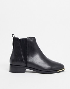 Кожаные ботинки челси с металлической вставкой на носке River Island-Черный цвет