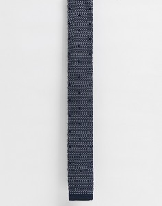 Серо-синий трикотажный галстук Selected Homme-Темно-синий