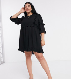 Черное короткое приталенное платье In The Style Plus x Lorna Luxe-Черный цвет