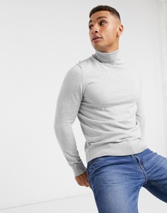 Светло-серая водолазка из органического хлопка Burton Menswear-Серый