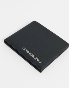 Черный кожаный складной бумажник Calvin Klein Jeans