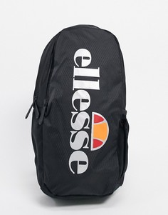 Черная сумка через плечо с большим светоотражающим логотипом ellesse-Черный цвет