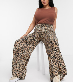 Свободные широкие брюки с леопардовым принтом Glamorous Curve-Многоцветный