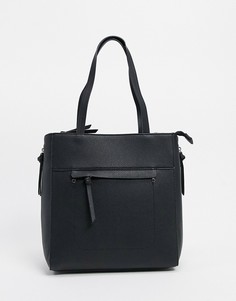 Черная сумка-шоппер с молниями Stradivarius-Черный цвет