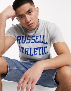 Серая футболка с логотипом в университетском стиле Russell Athletic-Серый