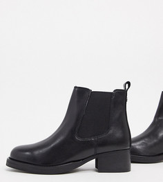 Черные кожаные ботинки челси Dune wide fit-Черный цвет