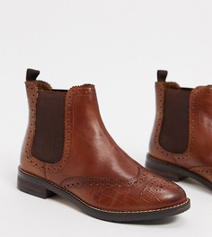 Светло-коричневые кожаные ботинки челси Dune wide fit-Коричневый