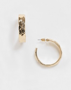 Золотистые фактурные серьги-кольца Accessorize-Золотистый