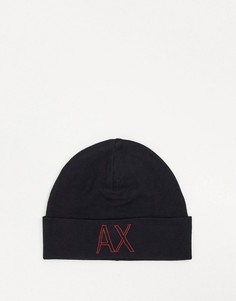 Черная шапка-бини с логотипом Armani Exchange-Черный