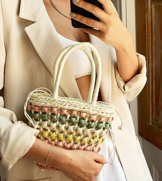 Соломенная сумка с разноцветными полосками Monki-Мульти