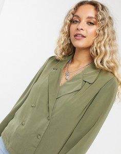 Двубортная рубашка цвета хаки Vero Moda-Зеленый цвет
