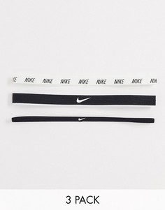 3 повязки на голову разной ширины с логотипом Nike​​​​​​​-Черный