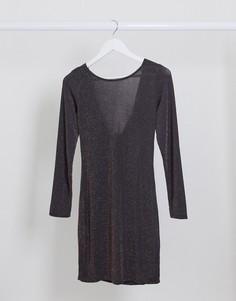 Серое платье миди с блестками I Saw It First-Серый