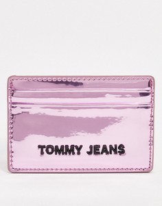 Розовая визитница с эффектом металлик Tommy Jeans-Розовый
