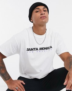 Белая футболка с надписью "santa monica" New Look-Белый