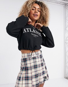 Короткий черный свитшот Bershka-Черный цвет
