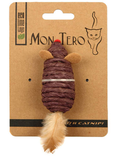 Игрушка для кошек Mon Tero Эко Мышь с перьями с кошачьей мятой Purple 51496