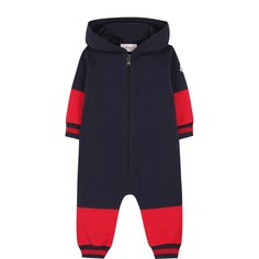 Хлопковый комбинезон на молнии с капюшоном Moncler Enfant