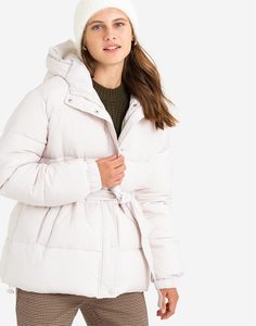 Молочная утеплённая куртка с поясом Gloria Jeans
