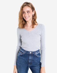Серый пуловер в рубчик Gloria Jeans
