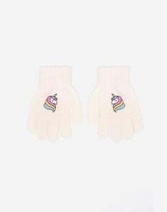 Молочные перчатки «Единороги» для девочки Gloria Jeans