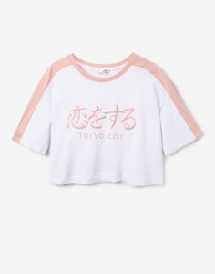 Белый кроп-топ oversize с вышивкой для девочки Gloria Jeans