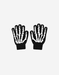 Чёрные перчатки «Скелет» для мальчика Gloria Jeans