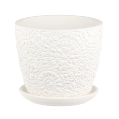 Горшок керамический Композит камешки белый бутон №2 d15