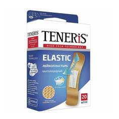 Набор пластырей TENERIS ELASTIC эластичный с ионами серебра на тканевой основе 20 шт