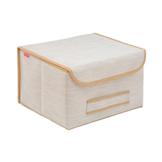 Коробка для хранения Casy Home с крышкой бежевая 35х30х22 см